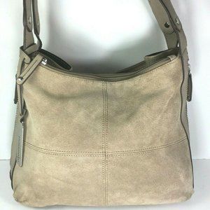 Tignanello Beige Suede Multi Compartment Bag